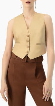 IVONNE Linen Vest with Faux Pockets
