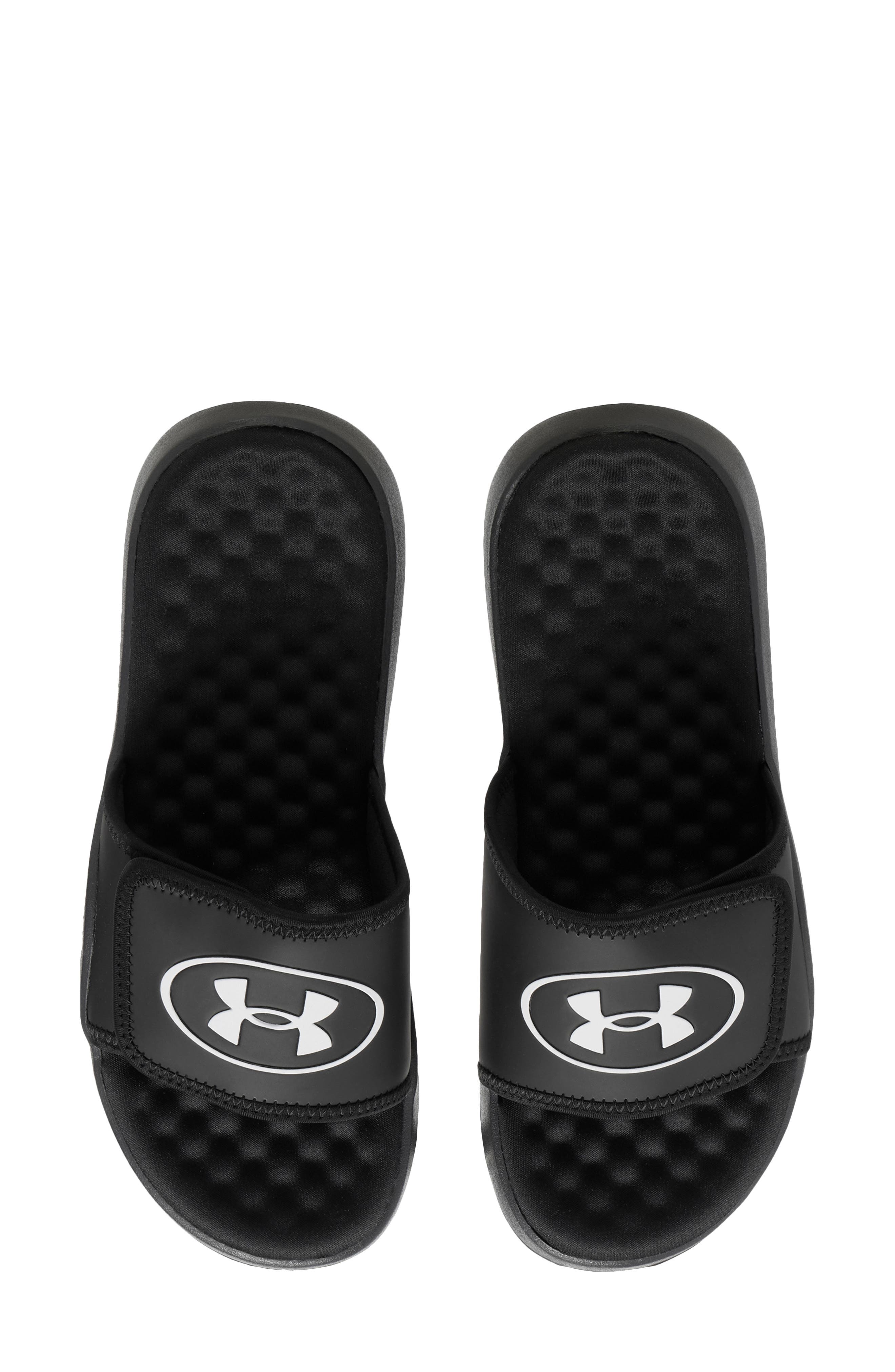 Under Armour UA Ignite Pro 8 Water Resistant Slide Sandal, Alternate, color, Black White