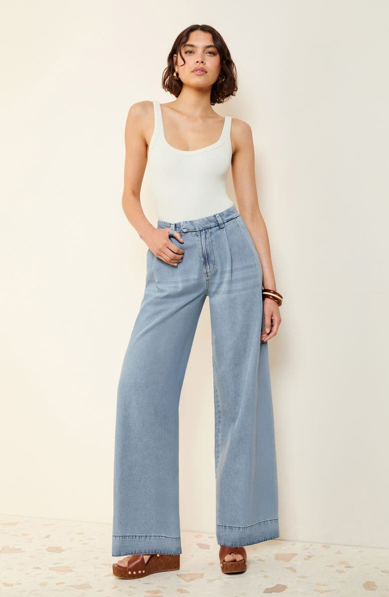 Friends Like These Pleated Wide Leg Trouser Jeans, Alternate, color,