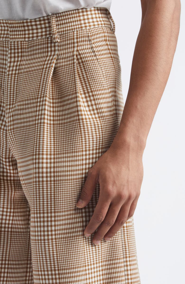 AMI PARIS Pleated Glen Plaid Virgin Wool Twill Shorts, Alternate, color,