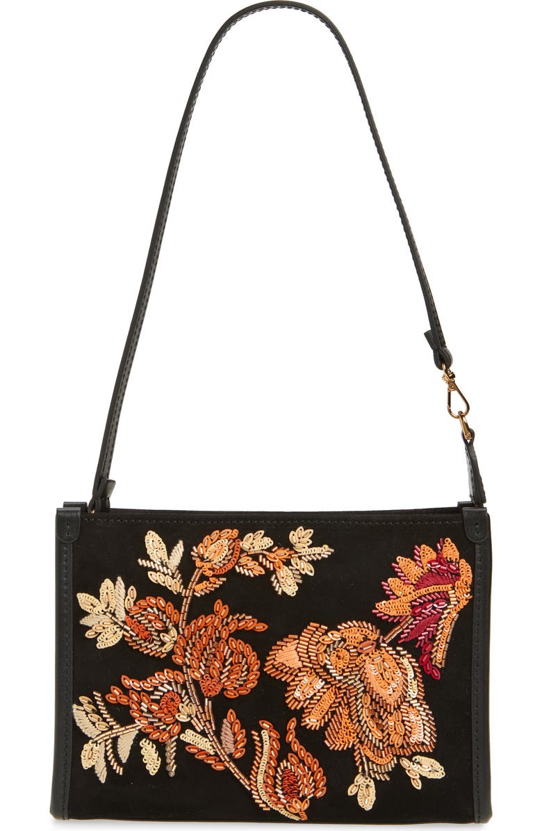 Etro Beaded Suede Shoulder Bag, Main, color,