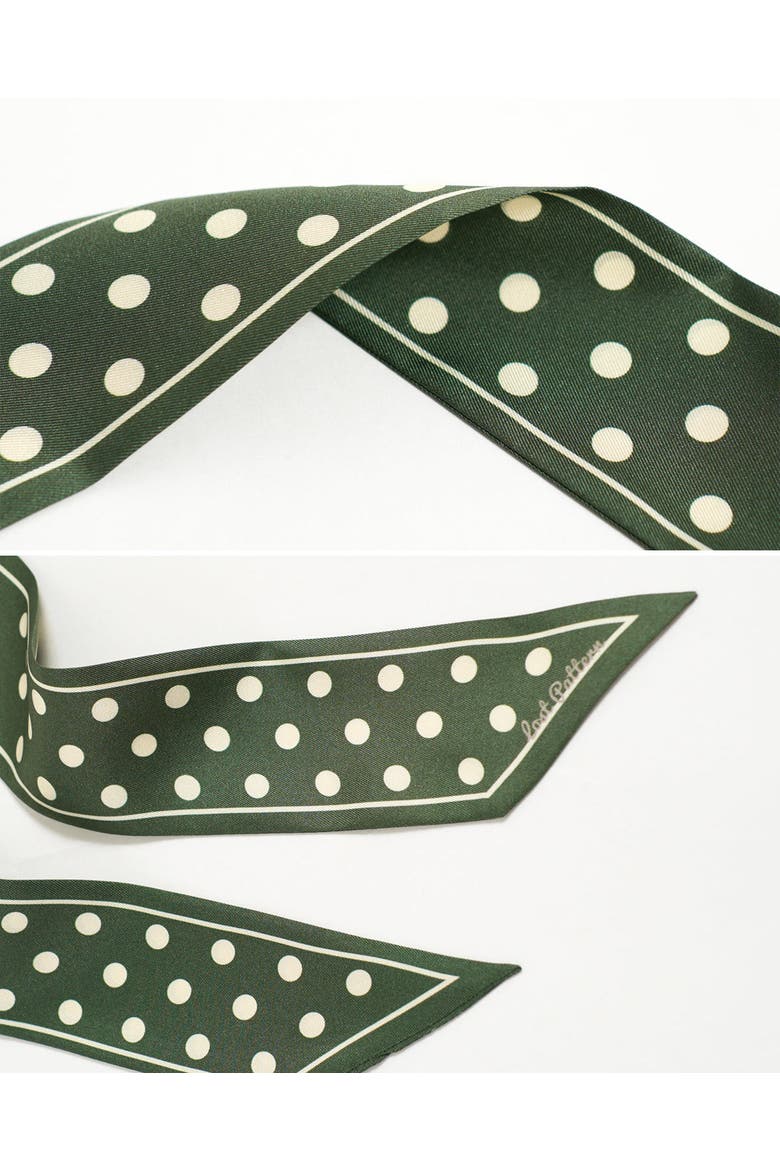 "Retro Polka" Silk Skinny Scarf, Alternate, color, Dark Green