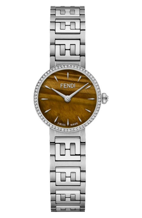Women's Diamond Bezel Tiger's Eye Bracelet Watch - 0.16 ctw, 19mm