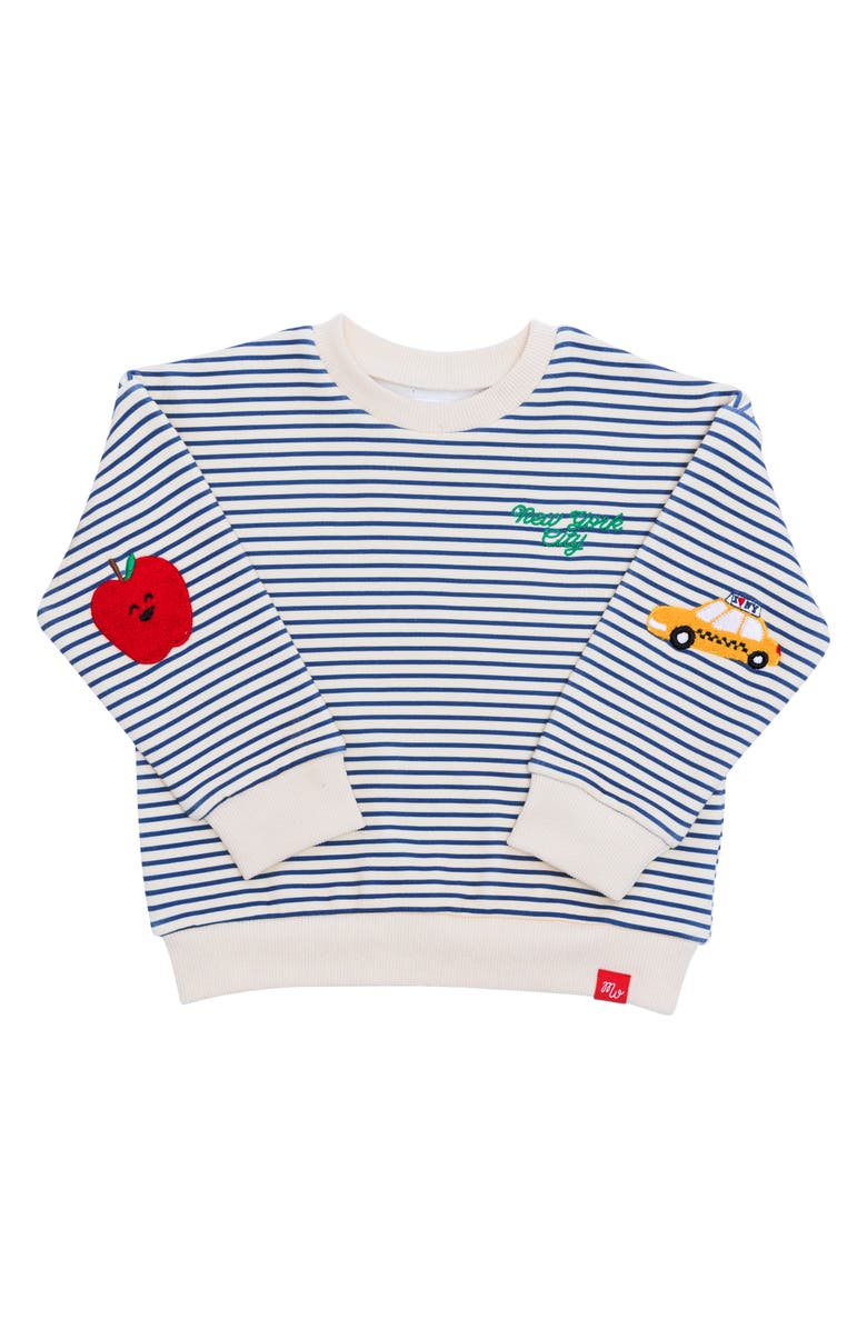 Alice & Wonder Kids' New York City Stripe Fleece Sweatshirt, Alternate, color, Natural/ Blue Stripes