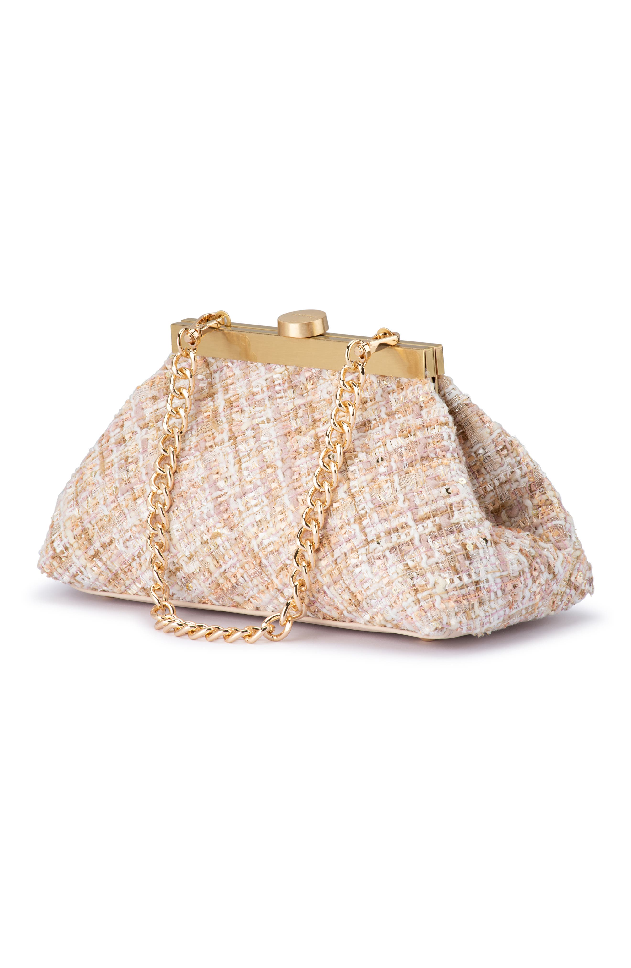 Mia Bouclé Clutch, Alternate, color, BLUSH