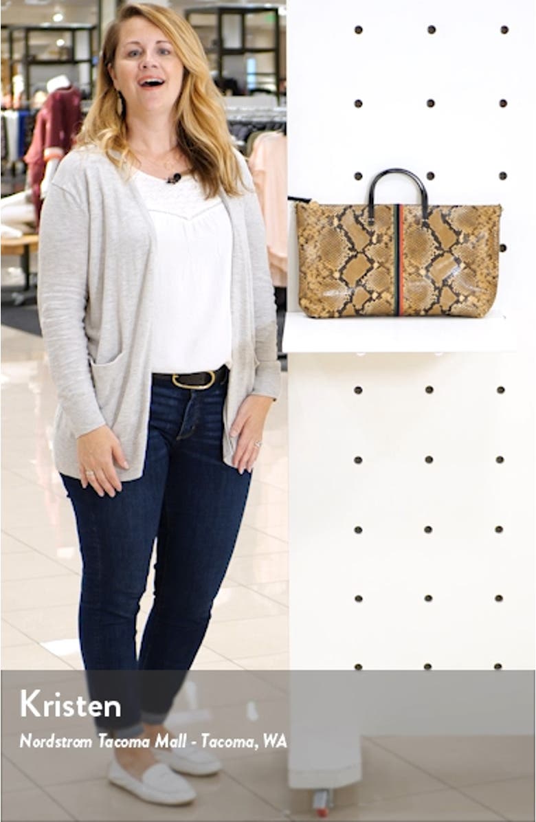 Attache Snake Embossed Goatskin Leather Tote, sales video thumbnail