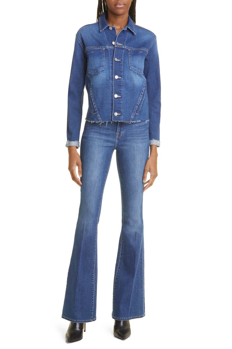 Janelle Slim Raw Edge Denim Jacket, Alternate, color, ALTA
