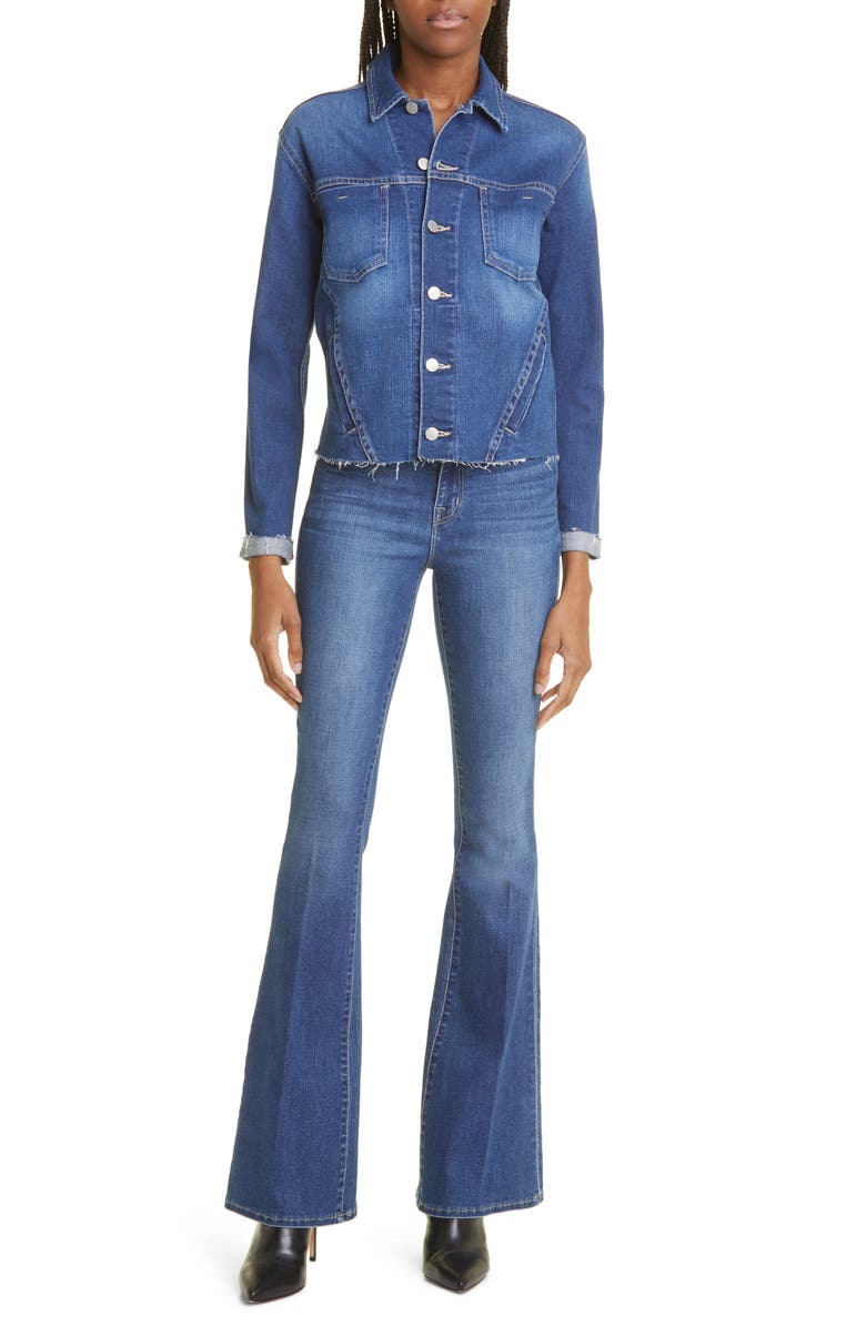 L'AGENCE Janelle Slim Raw Edge Denim Jacket, Alternate, color,