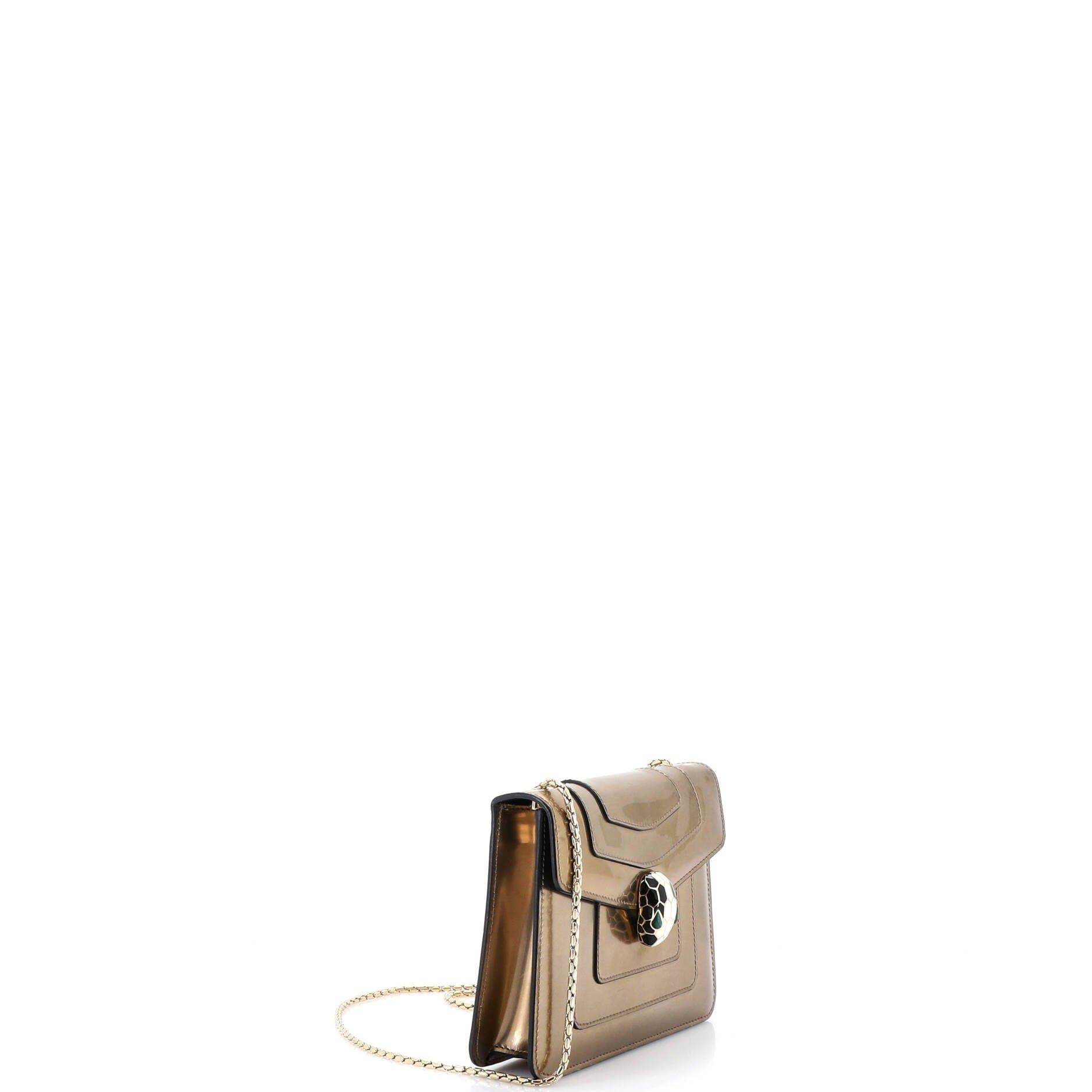Serpenti Forever Square Shoulder Bag Metallic Leather Small, Alternate, color, Metallic Gold