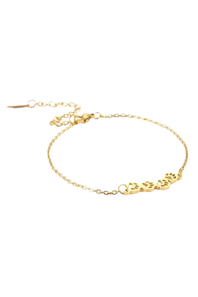 Pawsy Daisy Paw Print Link Chain Bracelet, Main, color, Gold