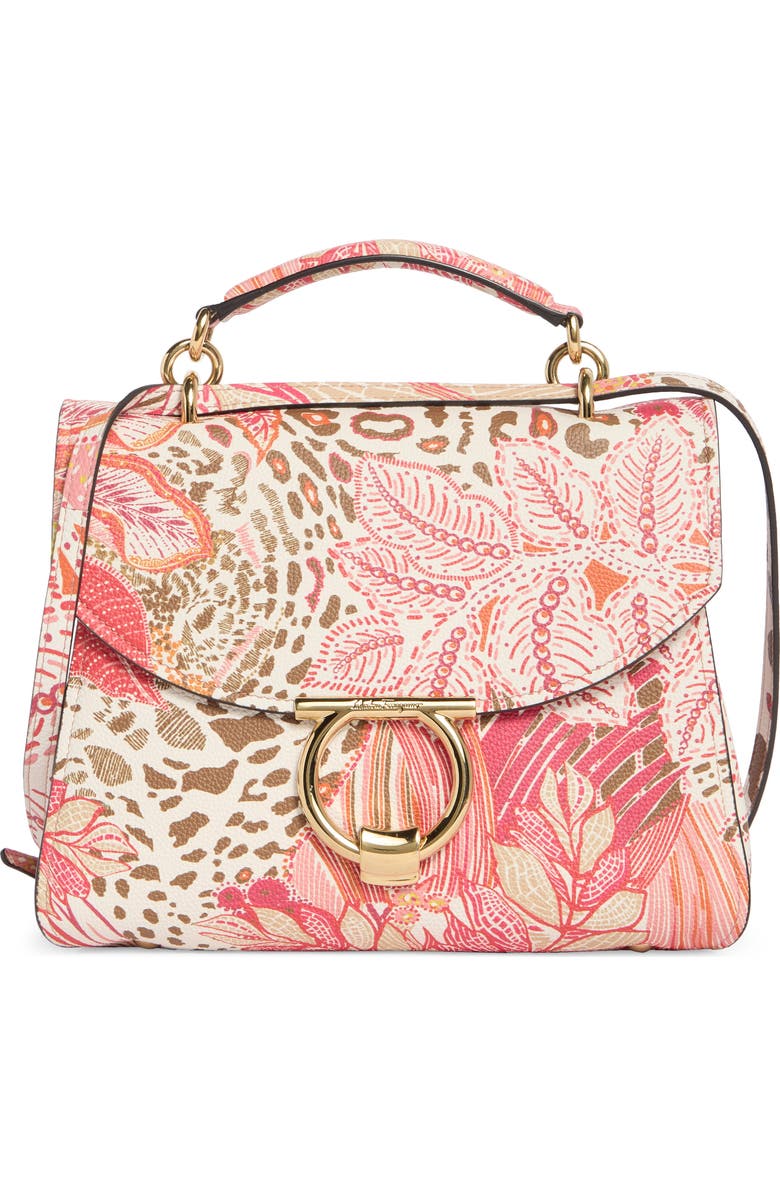 FERRAGAMO Margot Gancio Leather Handbag, Main, color, Pink Multi