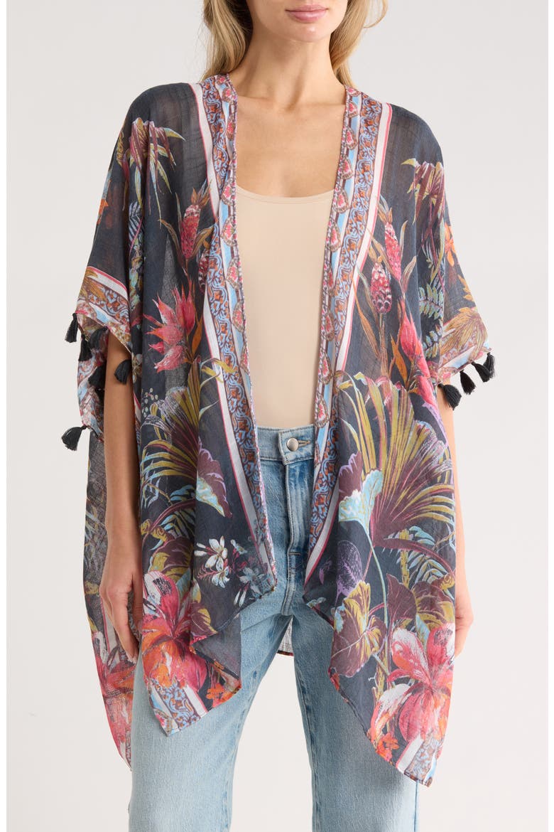 Tropical Floral Topper, Main, color, BLACK