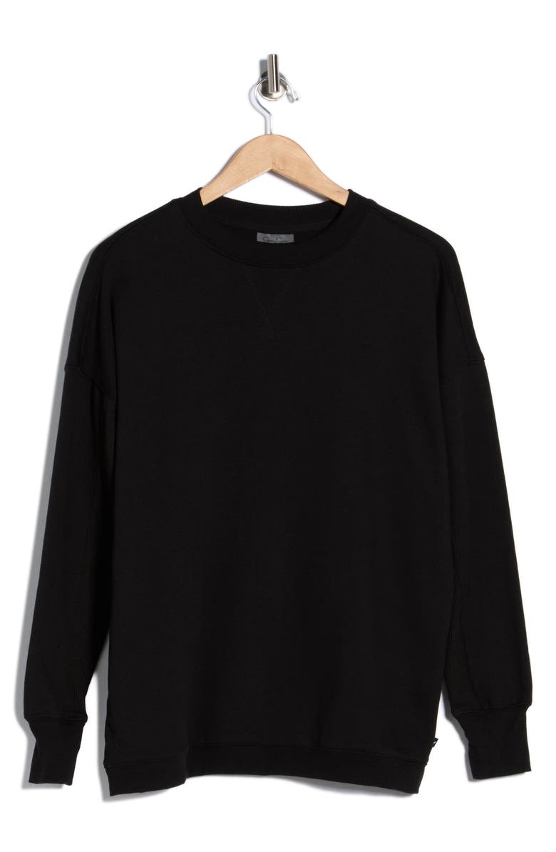 Jessica Simpson Fleece Crewneck Pullover, Alternate, color, Meteorite