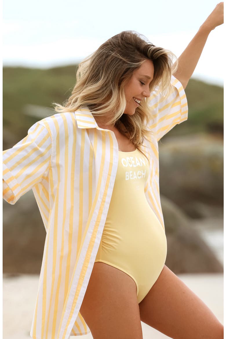 Ocean Beach Maternity One-Piece Swimsuit, Alternate, color, YELLOW