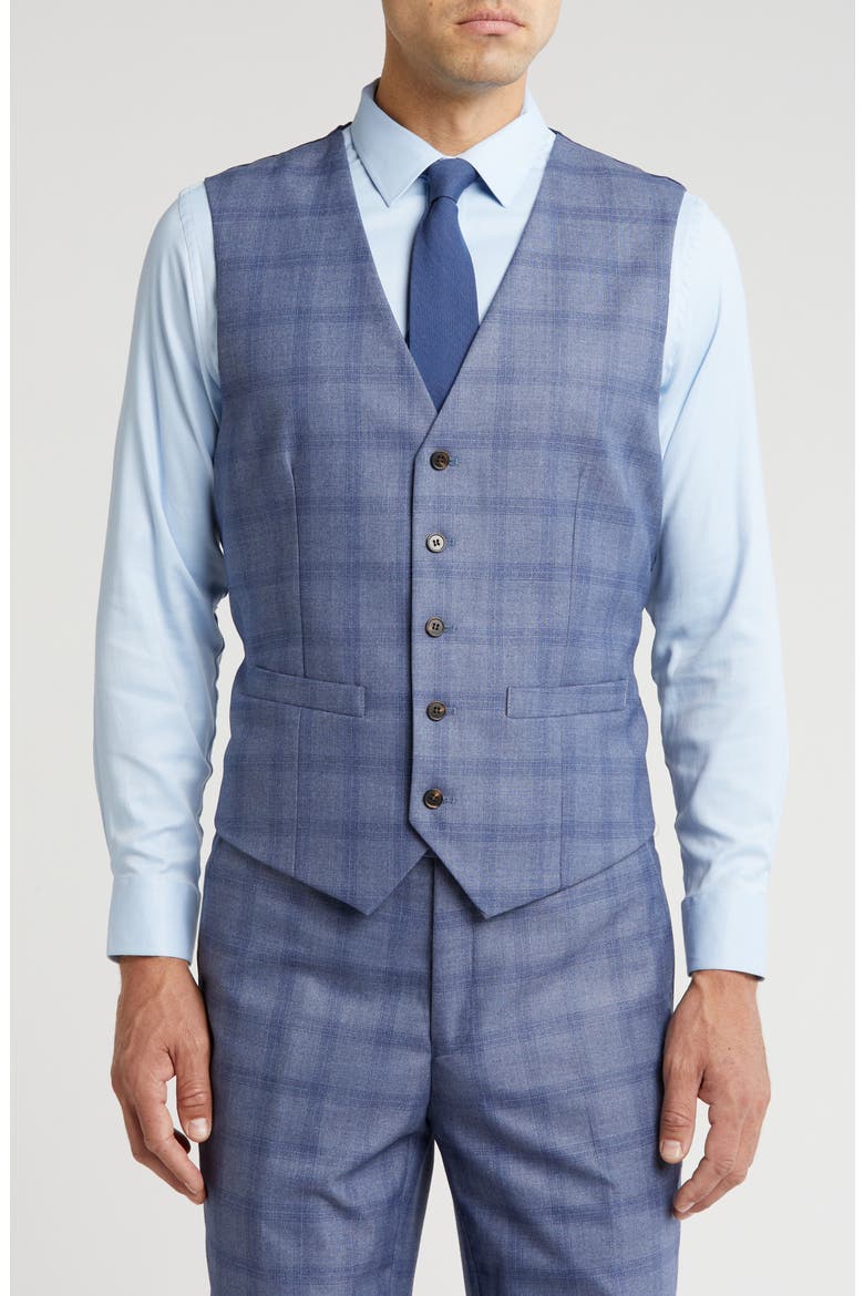 Slim Fit 3-Piece Blue Check Suit, Alternate, color, LIGHT BLUE