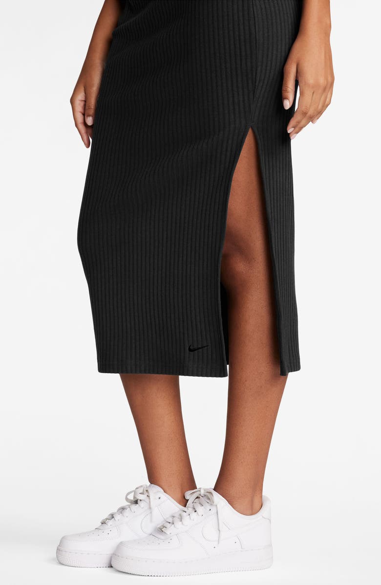 Nike Side Slit Rib Midi Skirt, Alternate, color, 