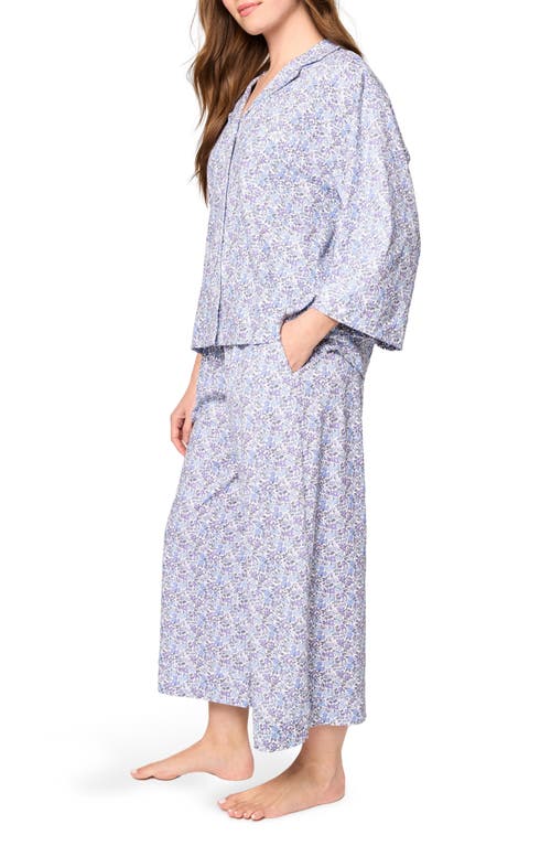 Petite Plume Olivia Wide Leg Pima Cotton Pajamas In Blue