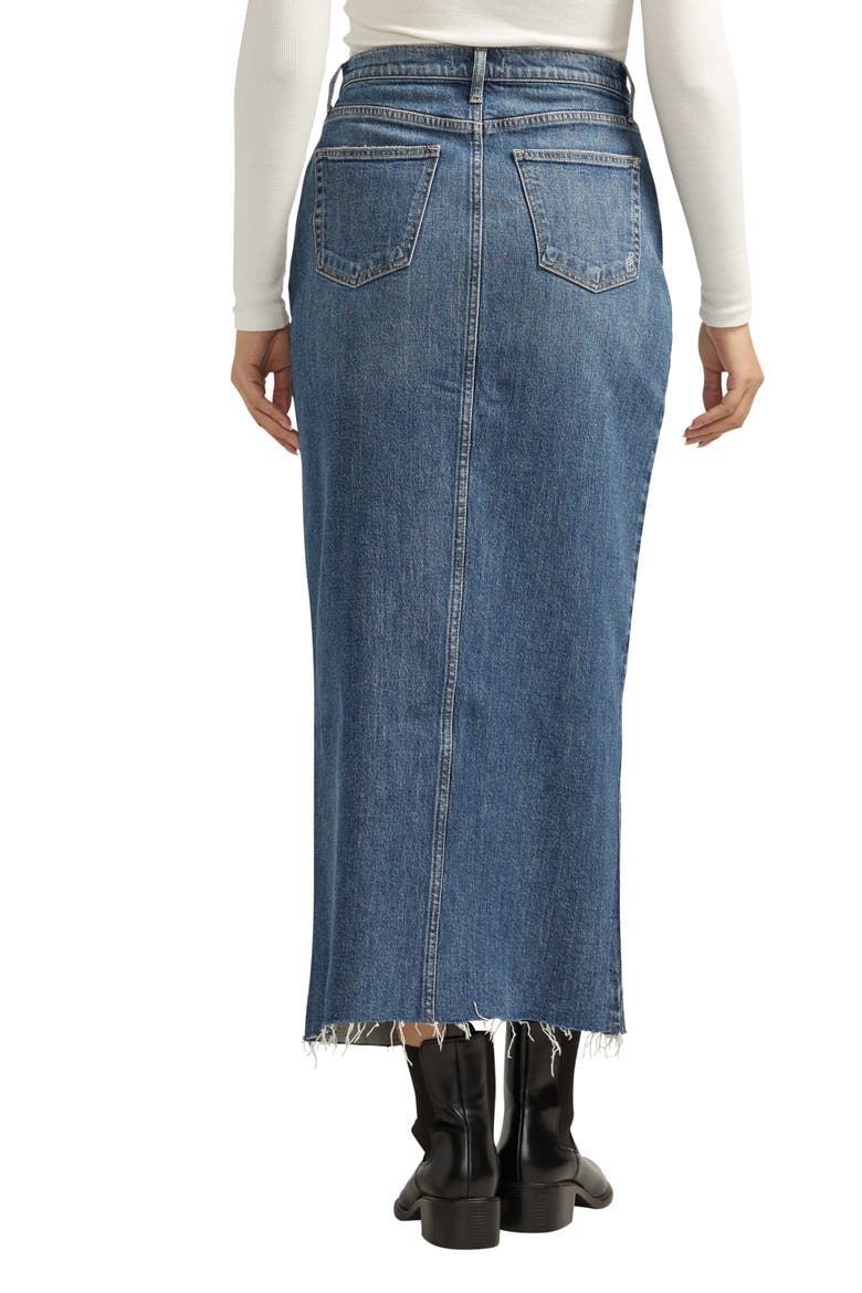 Front Slit Denim Midi Skirt, Alternate, color, INDIGO