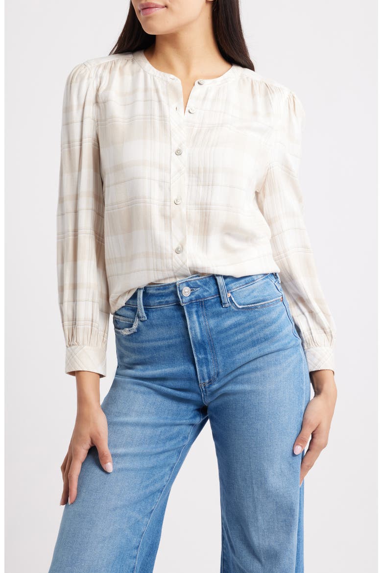Pearl Beach Plaid Flannel Button-Up Shirt, Main, color, COCONUT