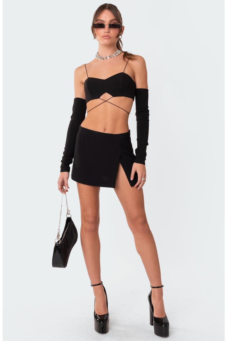 Beatrix Bralette with Detached Sleeves, Alternate, color, BLACK