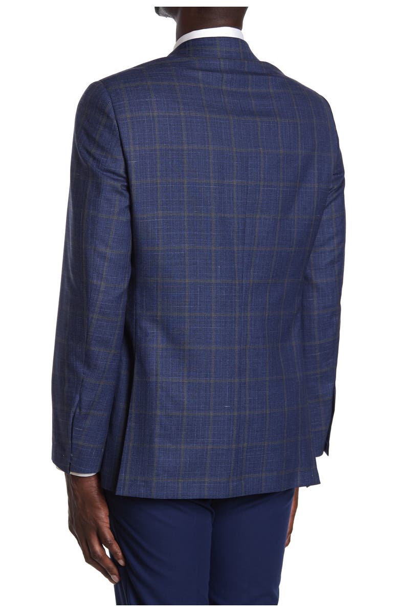 Hickey Freeman Blue Plaid Two Button Notch Lapel Blazer, Alternate, color, 