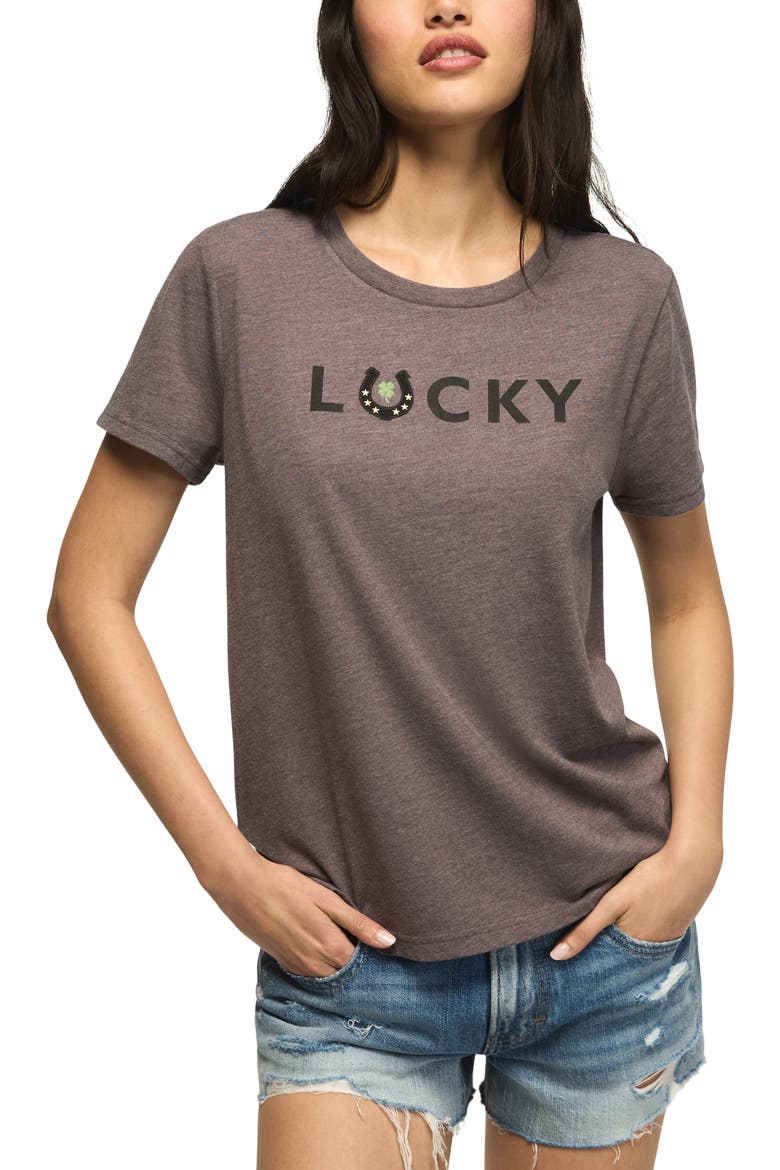 Lucky Horseshoe Appliqué T-Shirt, Main, color, RABBIT