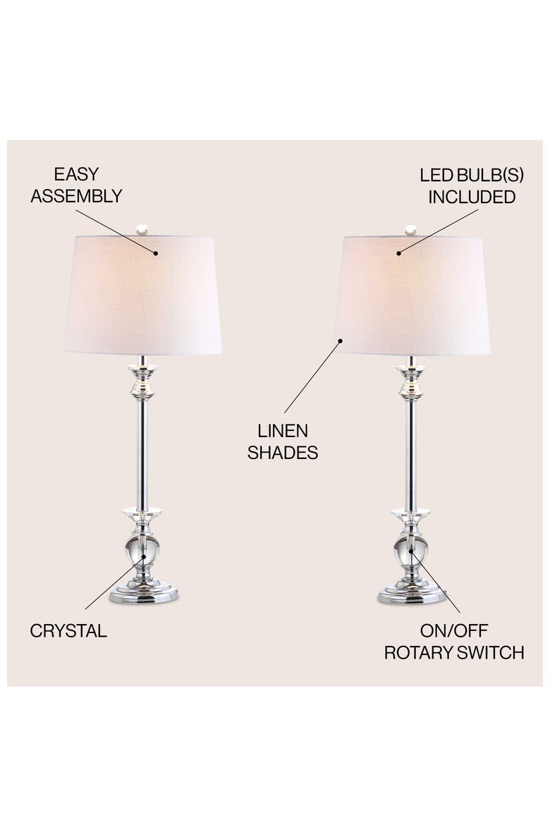 Elizabeth 33" Crystal/Metal LED Table Lamp, Clear/Chrome, Alternate, color, Clear/Chrome