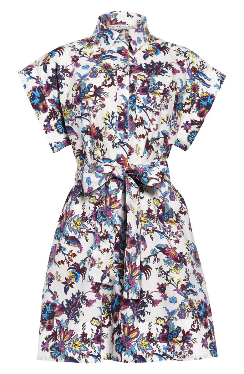 Givenchy Floral Print Cotton Poplin Shirtdress, Main, color, 