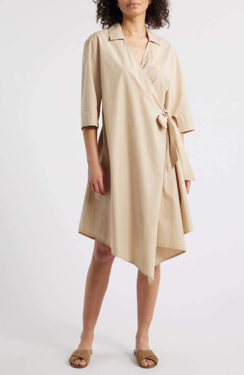Masai Copenhagen Nanelle Wrap Asymmetric Poplin Dress, Main, color, 