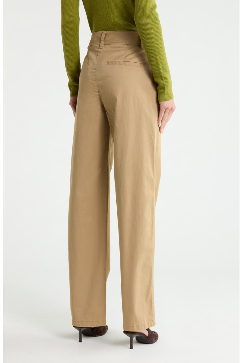 High Waisted Stretch Cotton Pants, Alternate, color, BRULEE