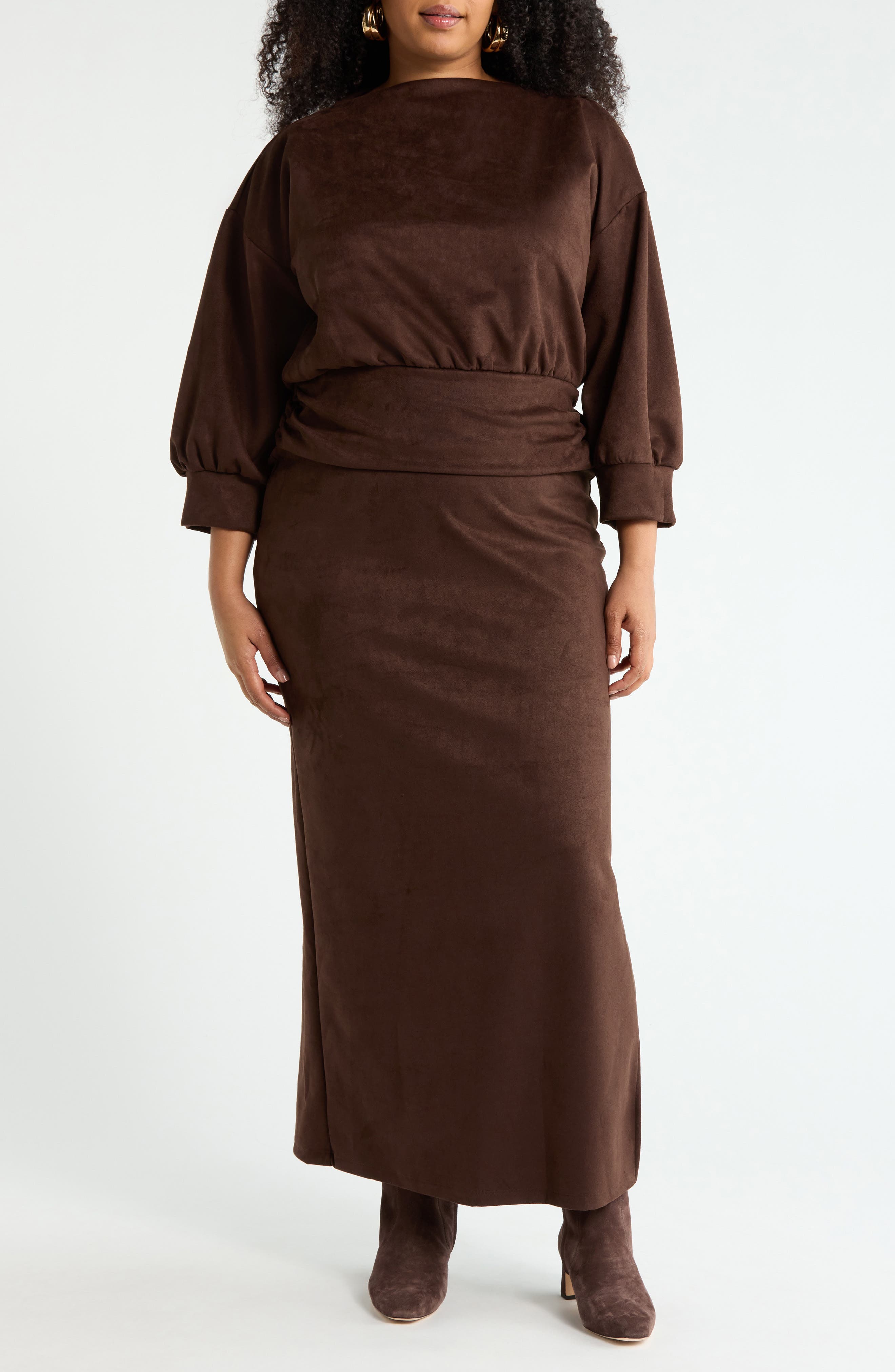 Renee C Faux Suede Maxi Dress
