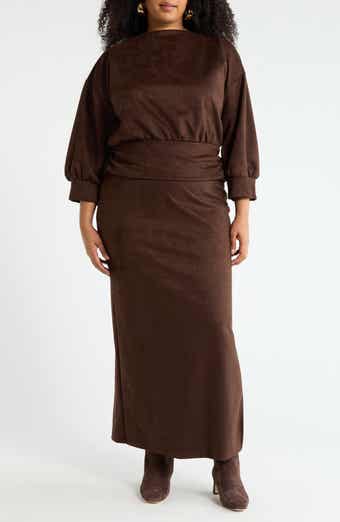 Renee C Faux Suede Maxi Dress
