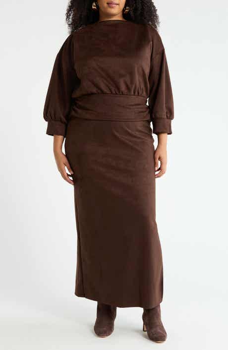 Renee C Faux Suede Maxi Dress