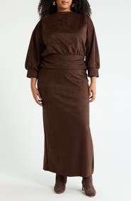 Renee C Faux Suede Maxi Dress