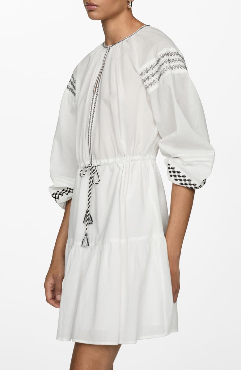 MANGO Embroidered Elbow Sleeve Dress, Alternate, color,