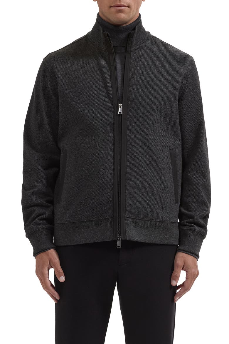 Full Zip Mock Neck Cardigan, Main, color, BLACK