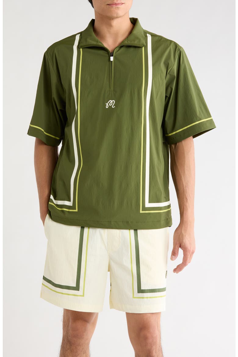 Playa Short Sleeve Half Zip Popover Windshirt, Main, color, CHIVE