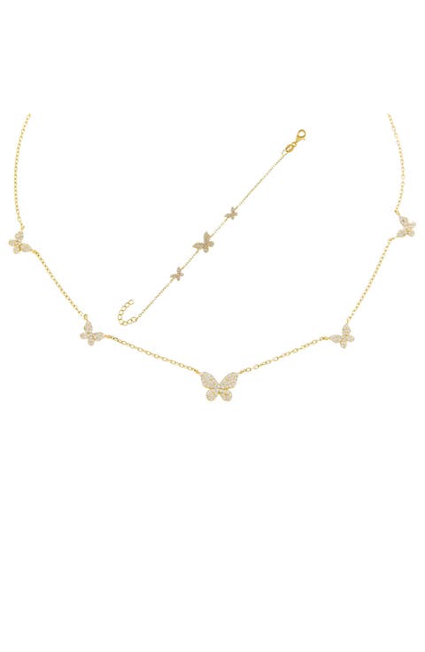 Butterfly Station Necklace & Bracelet Set