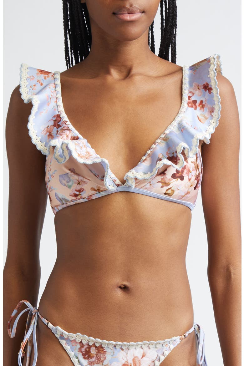 Awaken Crochet Trim Flutter Bikini Top (Women) | Nordstrom