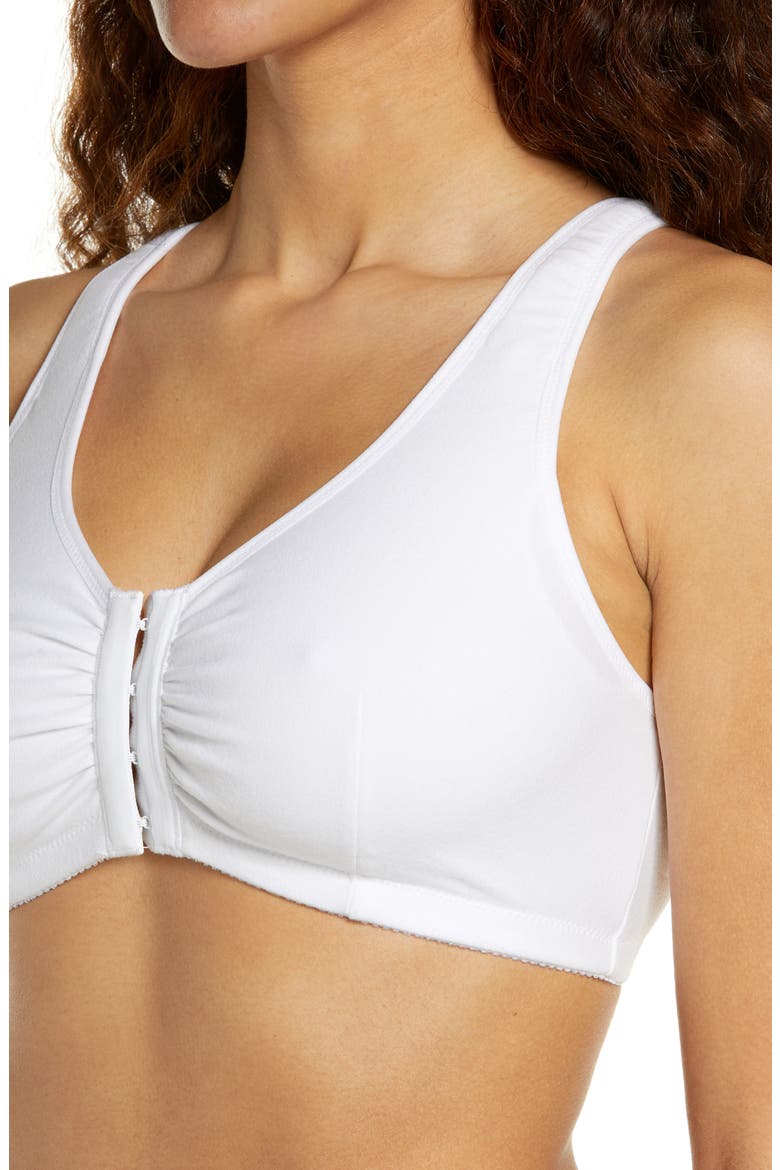 Fleur Front Clasp Wireless Leisure Bra, Alternate, color, WHITE