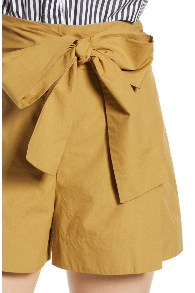 Cotton Poplin Tie Waist Shorts, Alternate, color, KHAKI