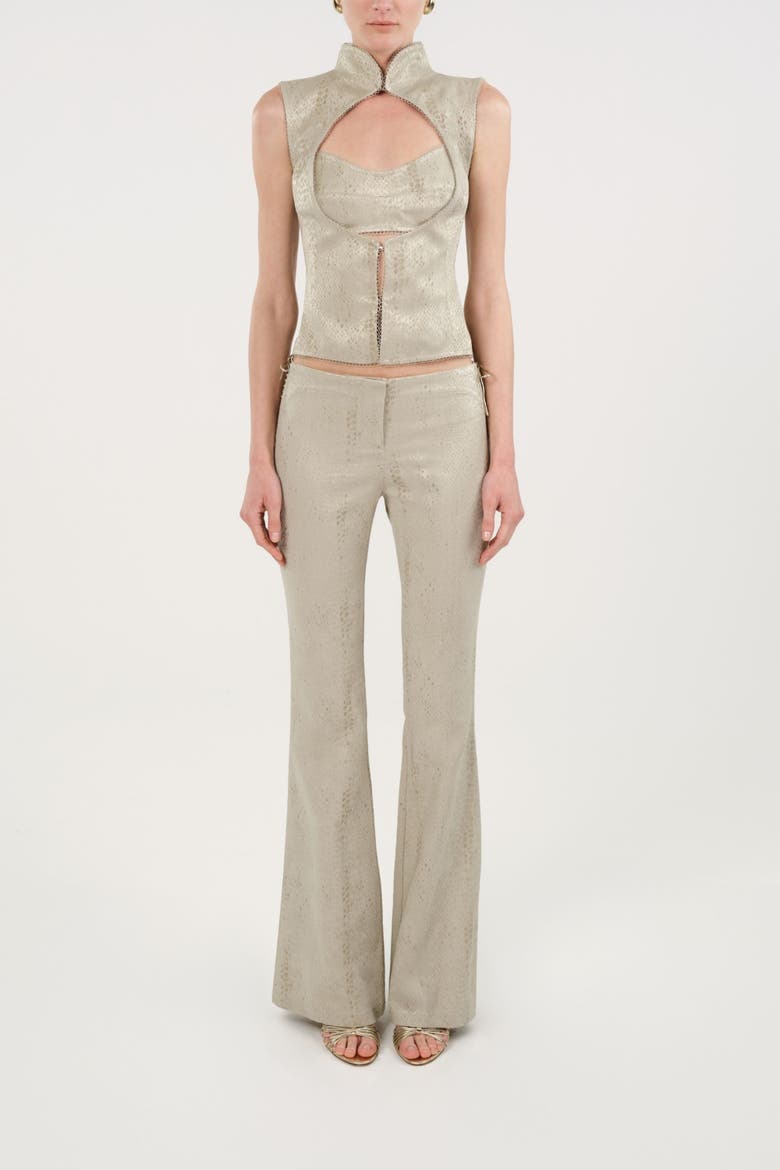 Snake Print Jacquard Flare Trousers, Alternate, color, Multi-Colored