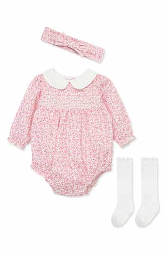 Kids' Floral Smocked Bubble Romper, Headband & Socks 3-Piece Set
