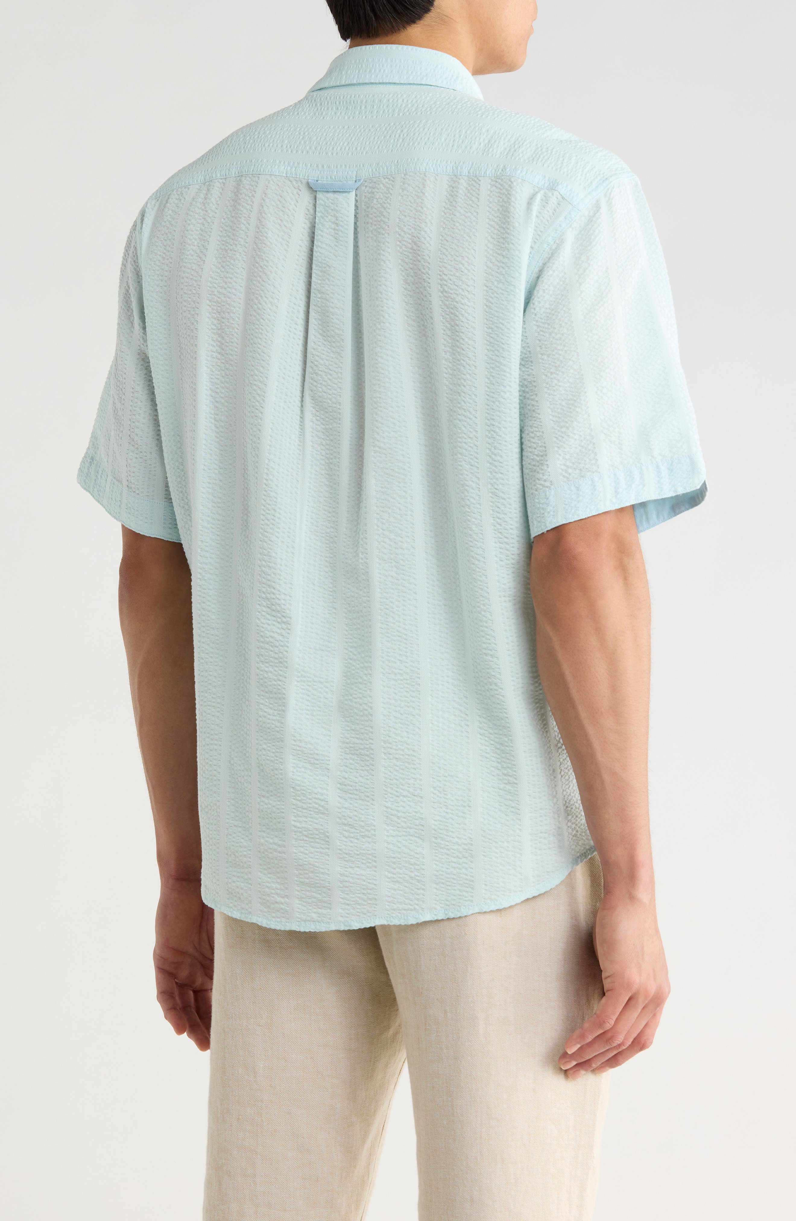 Nova Wave Short Sleeve Seersucker Button-Up Shirt - image 4