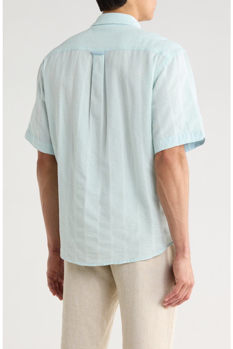 Nova Wave Short Sleeve Seersucker Button-Up Shirt, Alternate, color, DUSTY AQUA