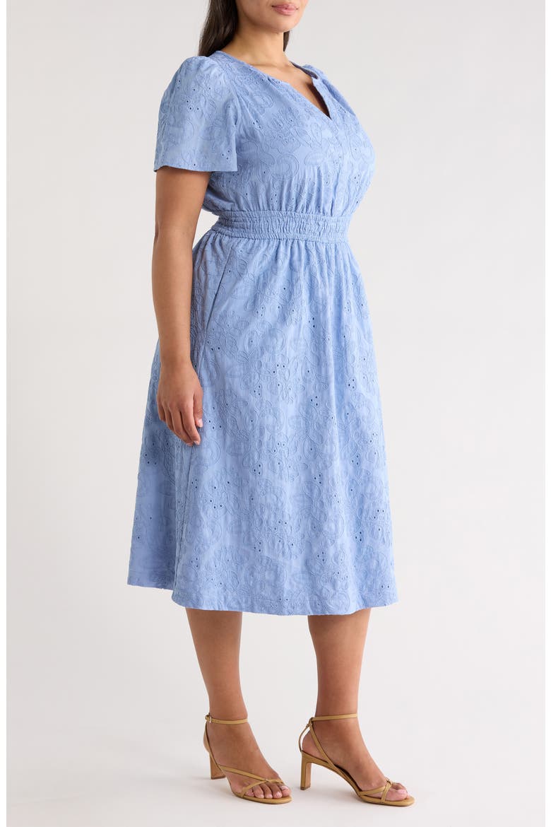 Embroidered Eyelet Lace Dress, Alternate, color, SURF BLUE