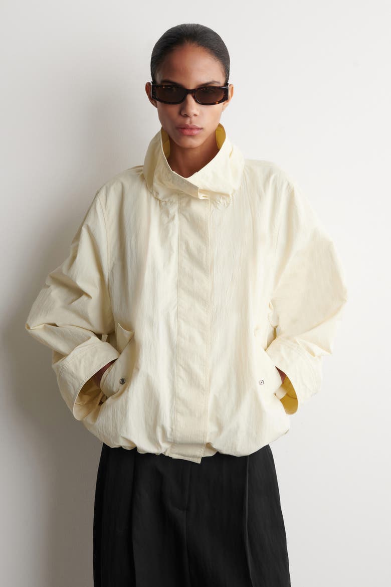 Nylon Mock-Neck Jacket, Alternate, color, CREAM
