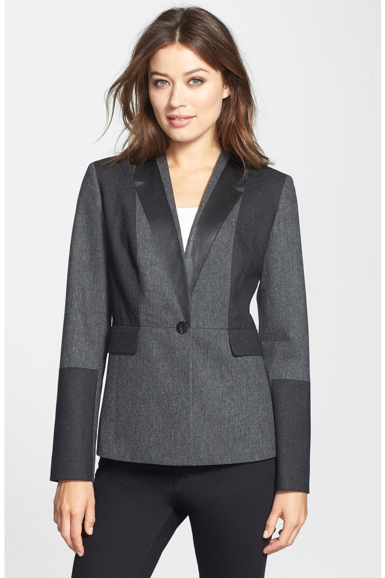 'Jesi' Colorblock Flannel Jacket, Main, color, GREY COMBO