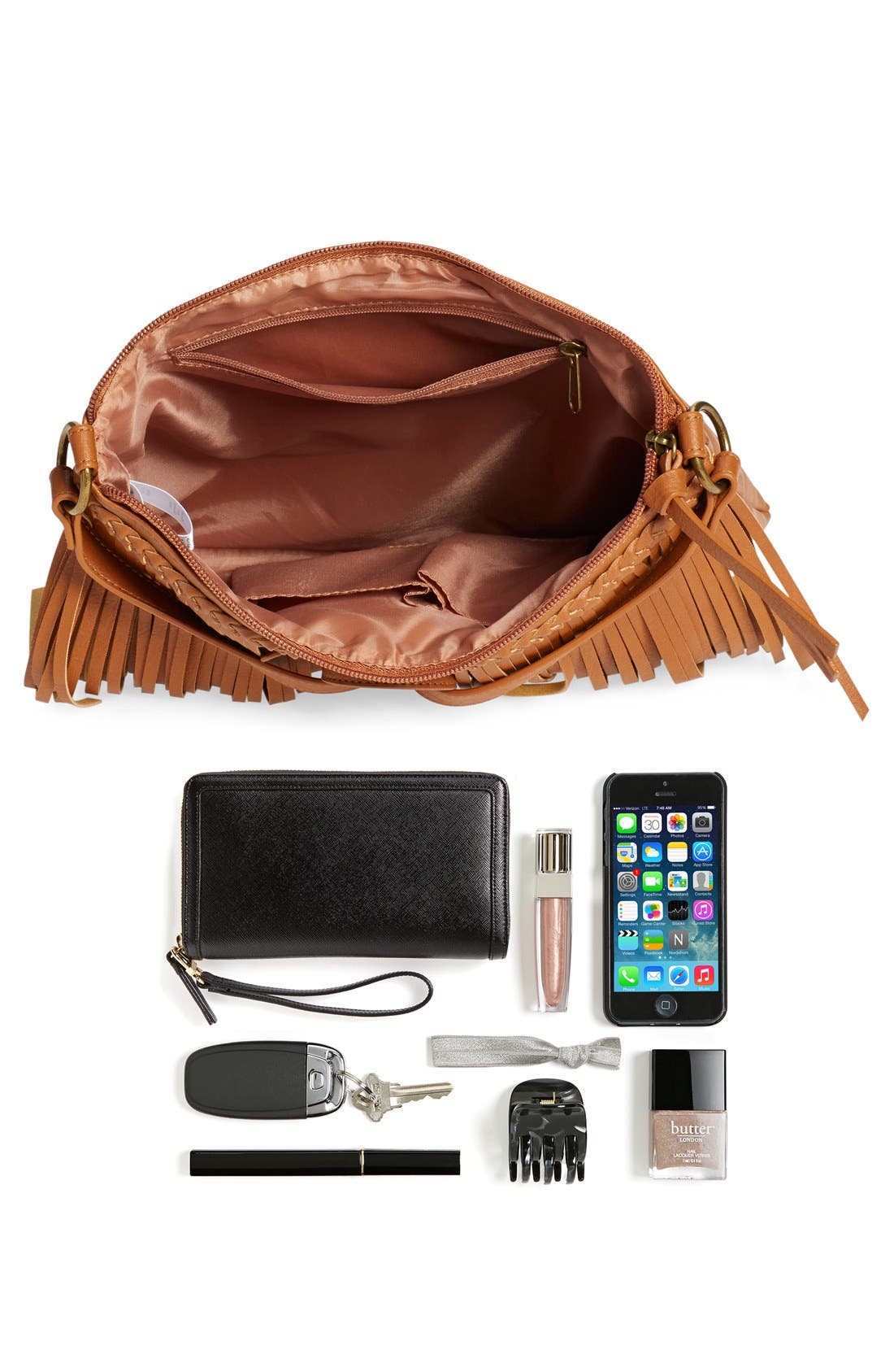 Layered Fringe Crossbody Bag, Alternate, color, BROWN COGNAC