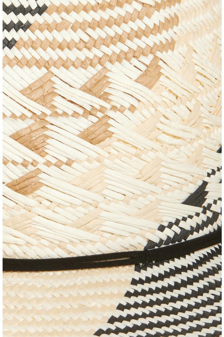 Packable Straw Panama Hat, Alternate, color, NATURAL/ BLACK COMBO